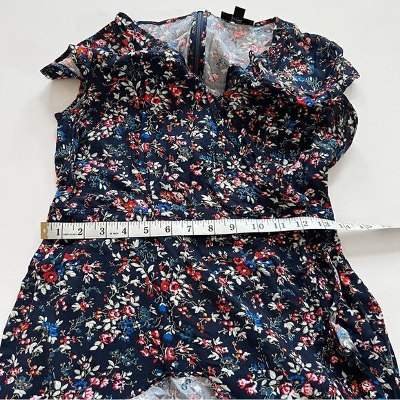 J. Crew Cottage Core Blue Wrap Ruffle Mini Dress V Neck Casual Elegant Sz 4 - Picture 7 of 9